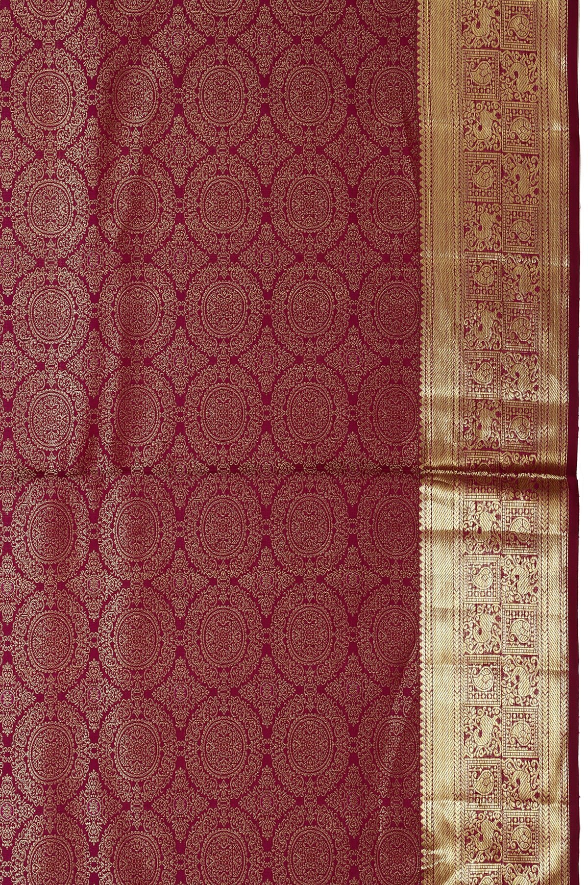 Dark Purple Kanchipuram Silk Saree with Floral Jaal Design - Image 4