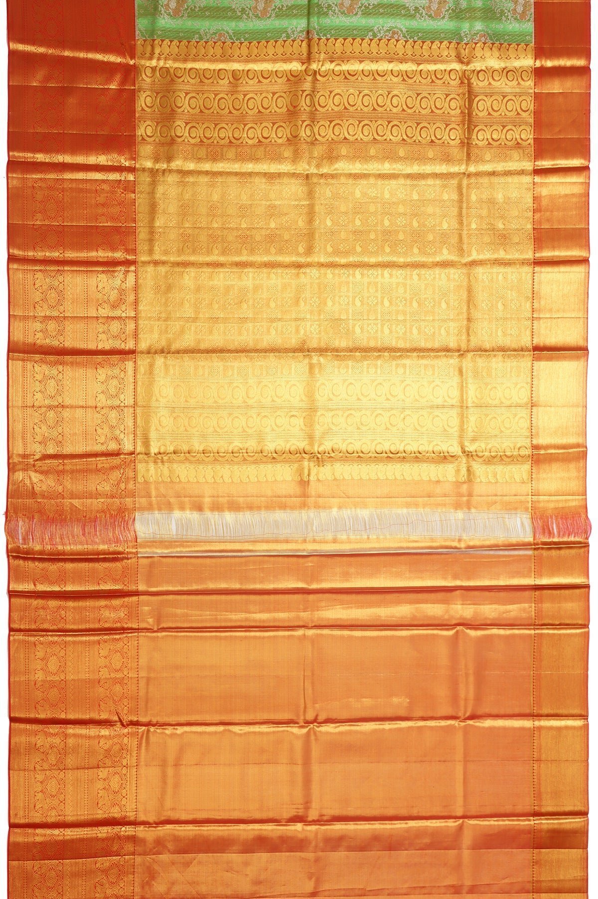 Parrot Green Kanchipuram Tissue Silk Saree - Image 5