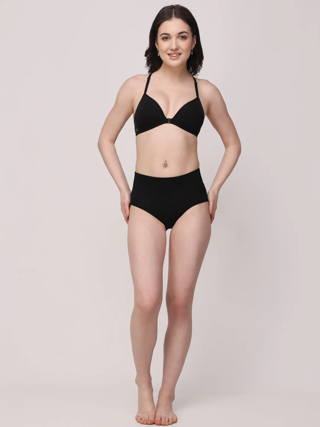 Navy Blue Non-Wired Lightly Padded Medium Coverage Women's Front-Open Bra - Image 9