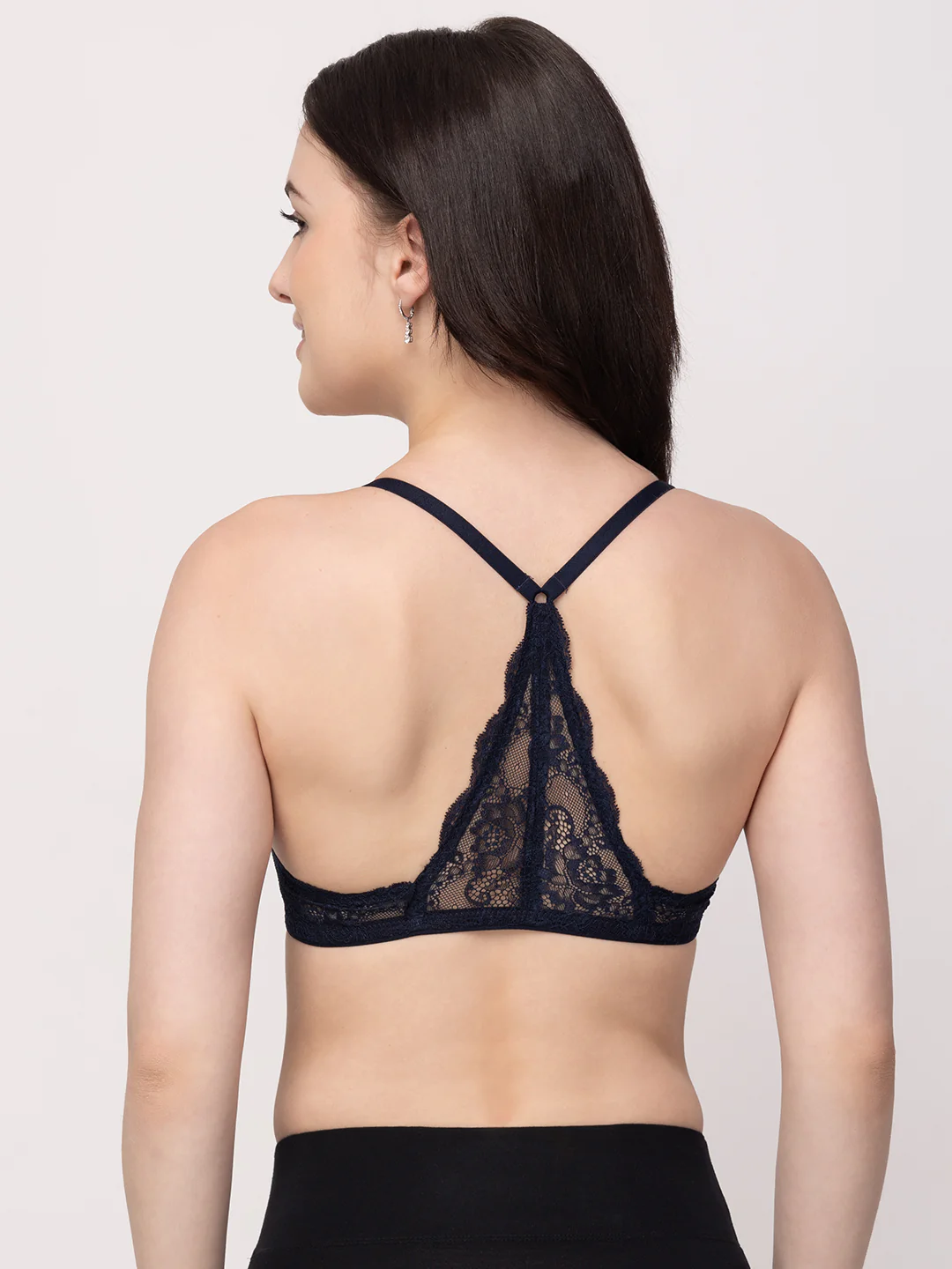 Navy Blue Non-Wired Lightly Padded Medium Coverage Women's Front-Open Bra - Image 6