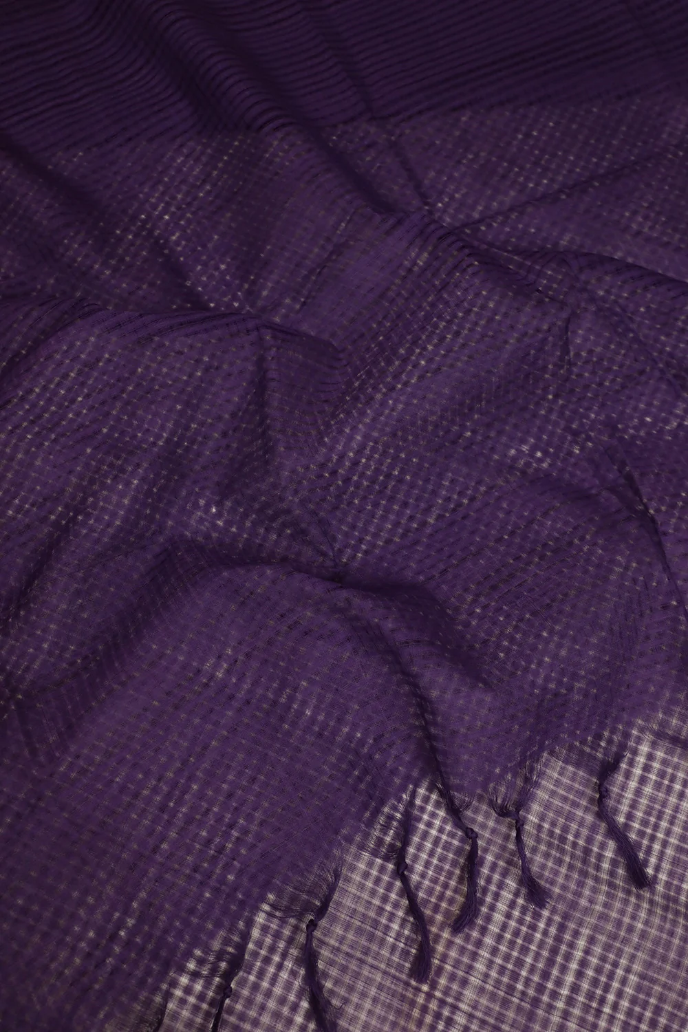 Dark Purple Handwoven Cotton Dupatta - Image 2