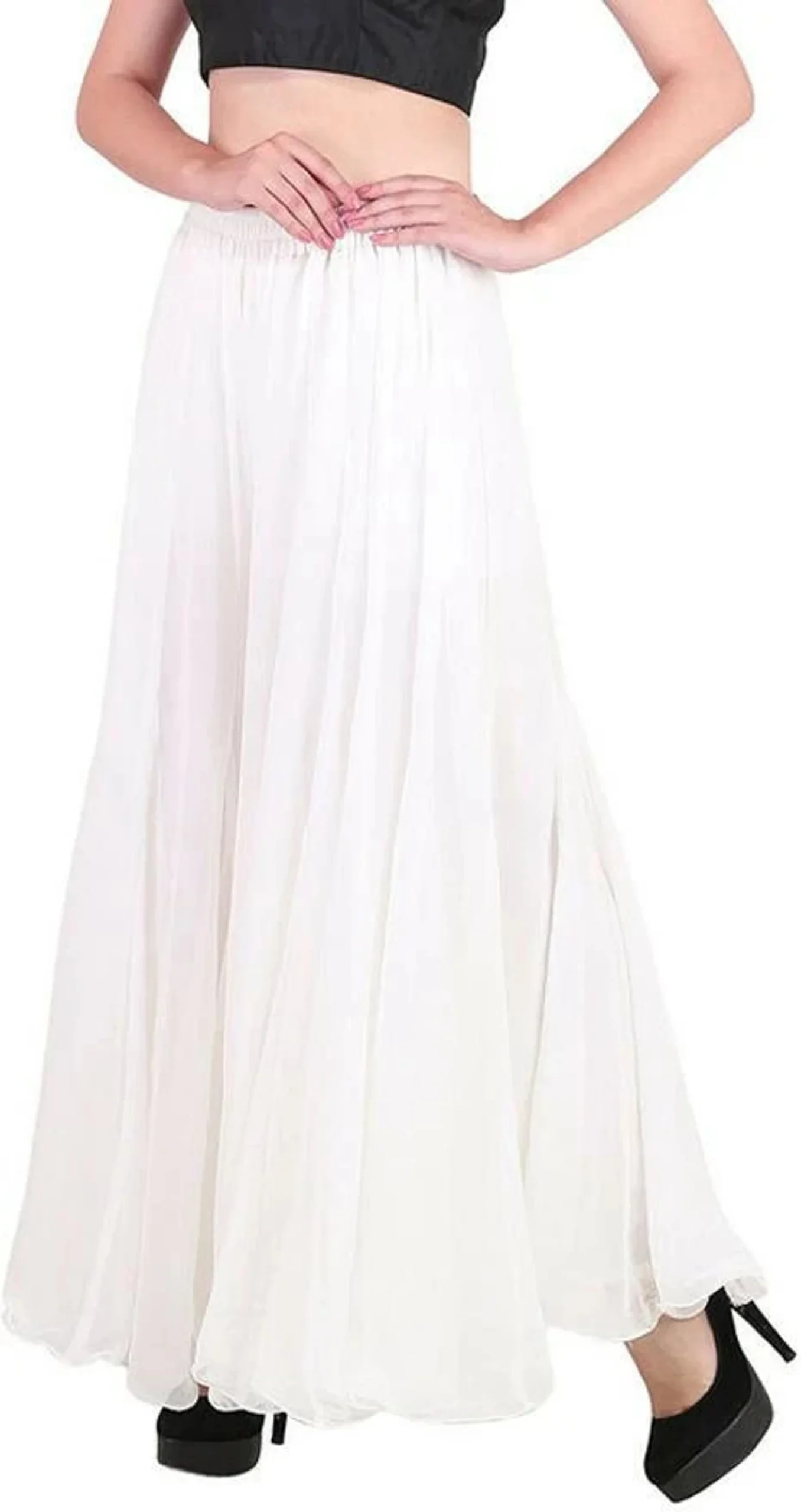 Women Flared Red Georgette Trousers - Image 3